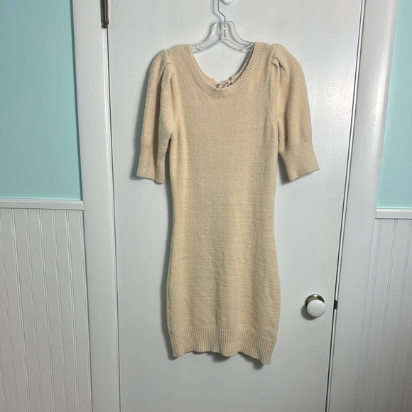 Anthropologie Daily Practice Cream puff Short Sleeve Sweater Mini DRESS Soft XS - Picture 2 of 11